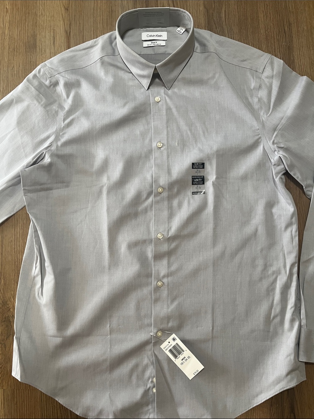 Calvin Klein Men's Light Gray Button-Down Dress Shirt large NWT